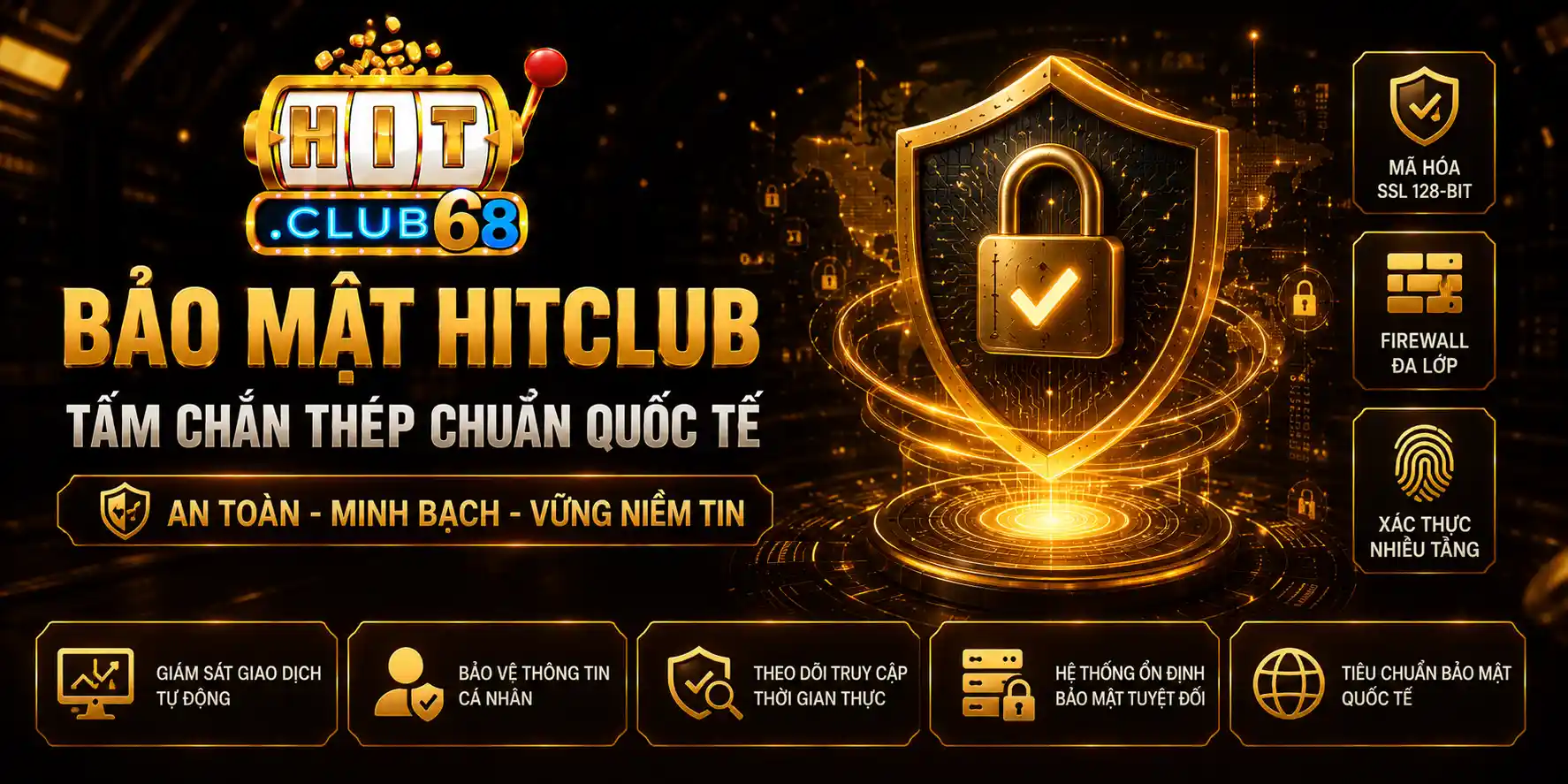 Công nghệ bảo mật Hitclub Tấm chắn thép chuẩn quốc tế