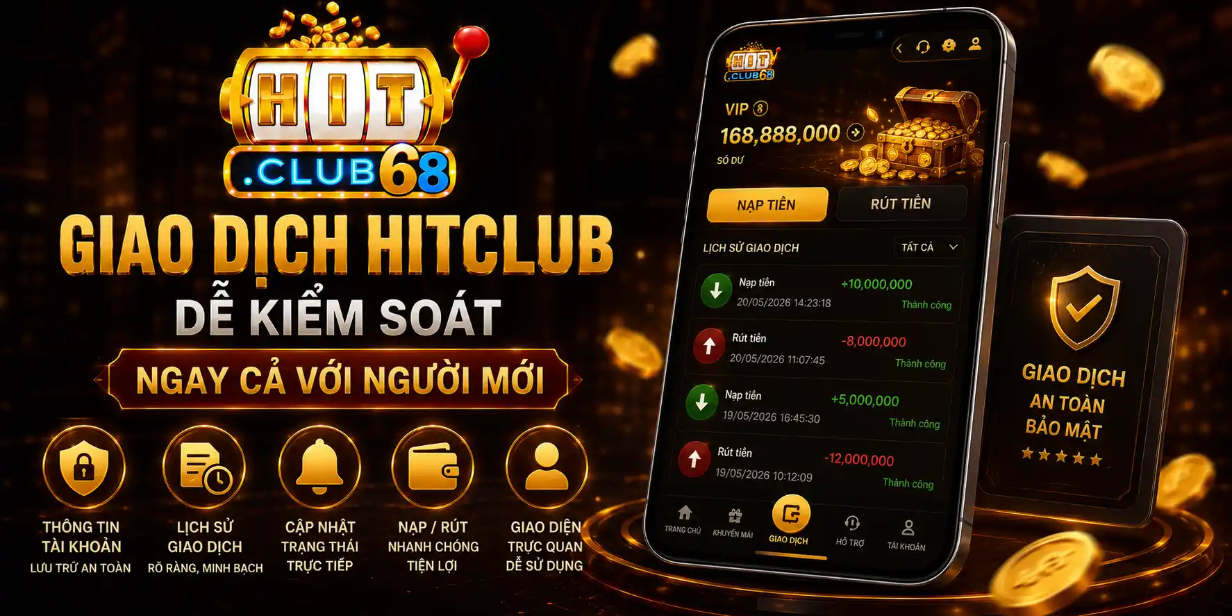 Giao dịch Hitclub dễ kiểm soát ngay cả với người mới